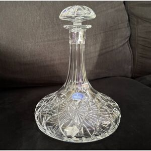 Vintage Royal Doulton Aurora Lead Crystal Ships Decanter - Signed